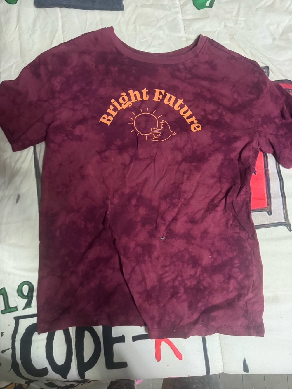 Bright Future Graphic Tee - Maroon with Orange Print